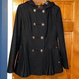 Black hooded Pea Coat
